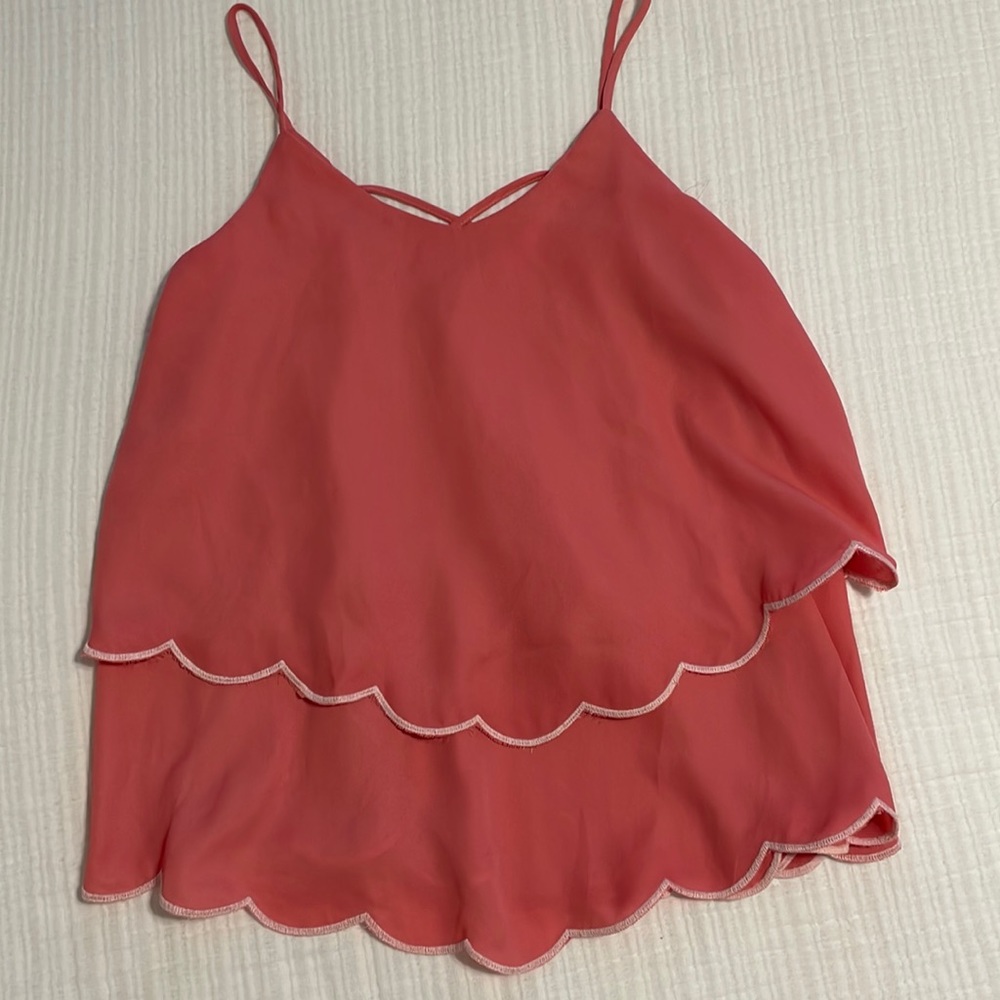 Miami Pink Scalloped Tank Top Blouse